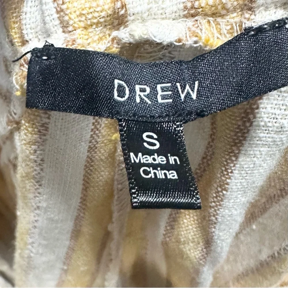 Drew Mustard Ivory Stripe Linen Blend Belted Tie Waist High Rise Shorts S NWT - Picture 4 of 7